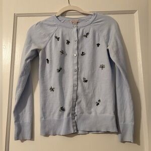 Light Blue Embellished Women's Cardigan Sweater Size Small Merona with gems